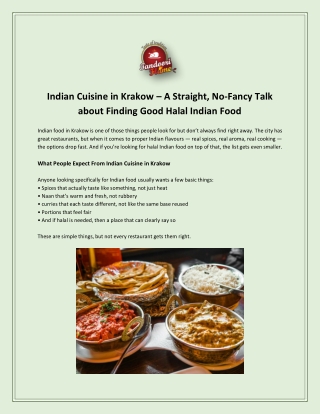 Indian Cuisine in Krakow – A Straight, No-Fancy Talk about Finding Good Halal Indian Food