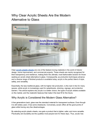 Why Clear Acrylic Sheets Are the Modern Alternative to Glass