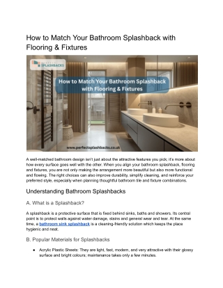How to Match Your Bathroom Splashback with Flooring and Fixtures