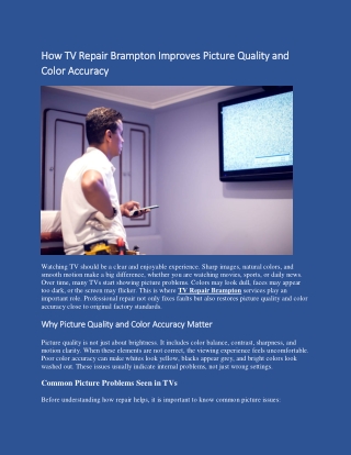 How TV Repair Brampton Improves Picture Quality and Color Accuracy