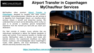 Airport Transfer in Copenhagen | MyChauffeur Services