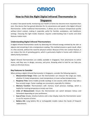 How to Pick the Right Digital Infrared Thermometer in Singapore