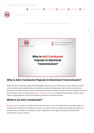 Why Is AAC Conductor Popular in Electrical Transmission? | AAC Conductor Benefit