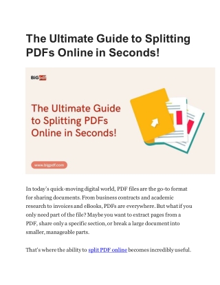 The Ultimate Guide to Splitting PDFs Online in Seconds!