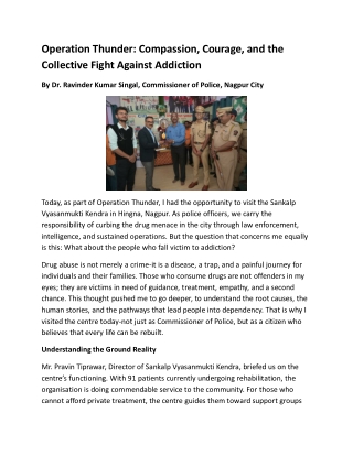 Operation Thunder: Compassion, Courage & the Collective Fight Against Addiction