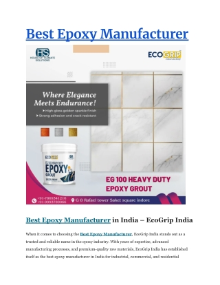 Best Epoxy Manufecture
