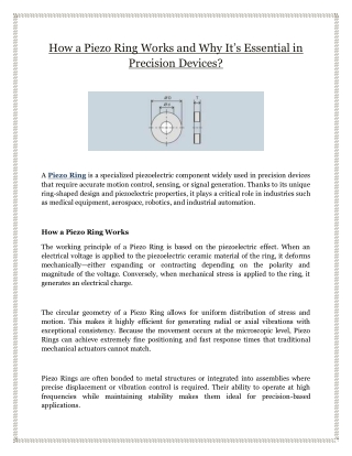 How a Piezo Ring Works and Why It’s Essential in Precision Devices?