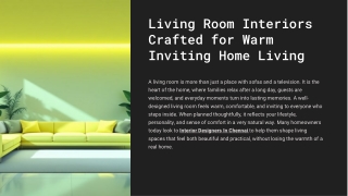Living Room Interiors Crafted for Warm Inviting Home Living!