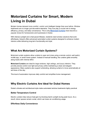 Motorized Curtains in Dubai for Smart Living | Astyork