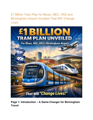 £1 Billion Tram Plan for Blues, NEC, HS2 and Birmingham Airport Unveiled That Will ‘Change Lives’