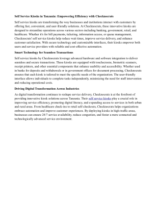 Checknocrats self service kiosks