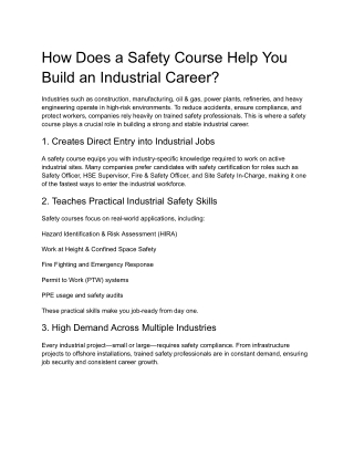 How Does a Safety Course Help You Build an Industrial Career