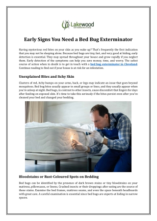 Early Signs You Need a Bed Bug Exterminator