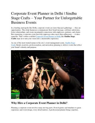 Corporate Event Planner in Delhi | Sindhu Stage Crafts