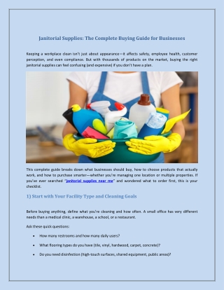 Janitorial Supplies: The Complete Buying Guide for Businesses
