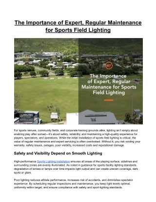The Importance of Expert, Regular Maintenance for Sports Field Lighting