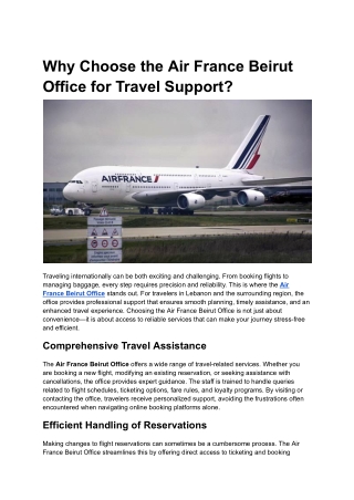 Why Choose the Air France Beirut Office for Travel Support