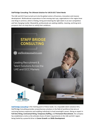 Staff Bridge Consulting - The Ultimate Solution for UAE & GCC Talent Needs