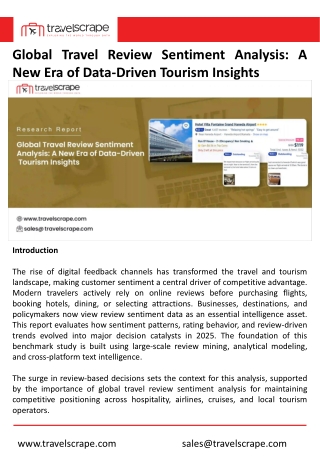 Global Travel Review Sentiment Analysis for Tourism Insights