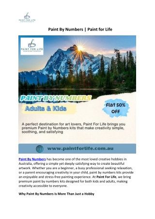 Paint By Numbers | Paint for Life