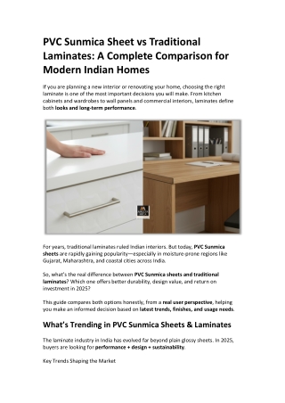 PVC Sunmica Sheet vs Traditional Laminates A Comparison