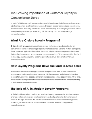 The Growing Importance of Customer Loyalty in Convenience Stores