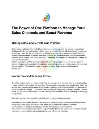 One Platform to Manage Sales Channels and Boost Revenue Easily