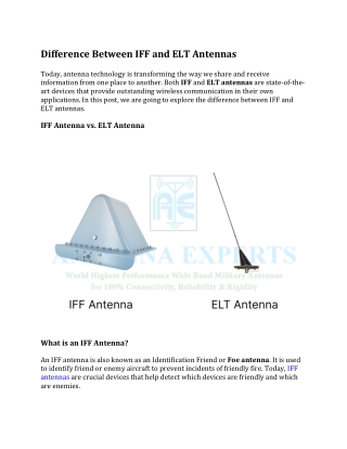 Difference Between IFF and ELT Antennas