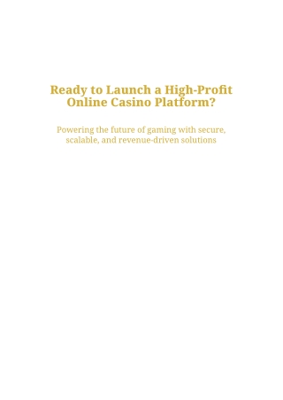 Ready to Launch a High-Profit Online Casino Platform?