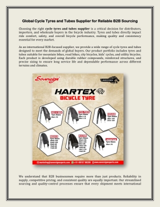 Global Cycle Tyres and Tubes Supplier for Reliable B2B Sourcing