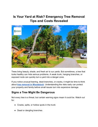 Is Your Yard at Risk? Emergency Tree Removal Tips and Costs Revealed