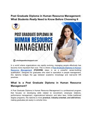 Post Graduate Diploma in Human Resource Management