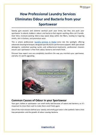 How Professional Laundry Services Eliminate Odor and Bacteria from your Sportswear