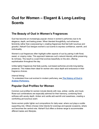 Oud for Women: Elegant & Long-Lasting Scents