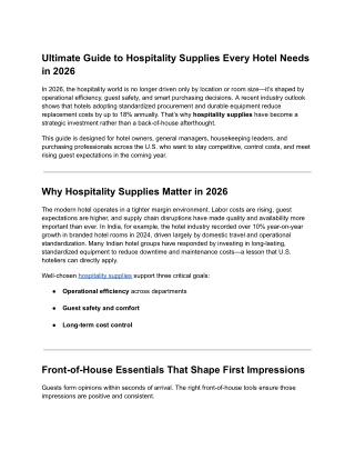 Ultimate Guide to Hospitality Supplies Every Hotel Needs in 2026