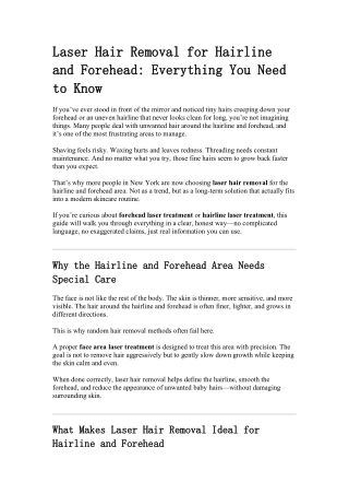 Laser Hair Removal for Hairline and Forehead: Everything You Need to Know