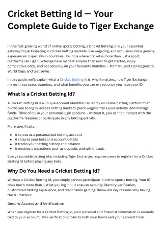 Start Online Cricket Betting with a Verified Cricket Betting Id