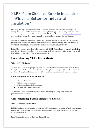 XLPE Foam Sheet vs Bubble Insulation – Which Is Better for Industrial Insulation.docx