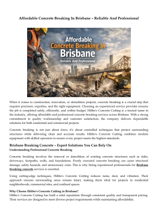 Affordable Concrete Breaking In Brisbane – Reliable And Professional