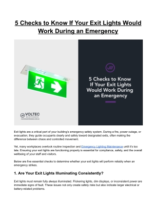 5 Checks to Know If Your Exit Lights Would Work During an Emergency