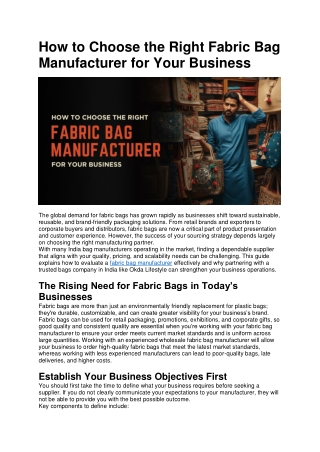 How to Choose the Right Fabric Bag Manufacturer for Your Business