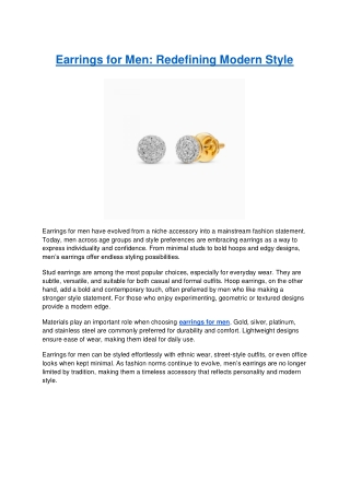 Earrings for Men - Redefining Modern Style