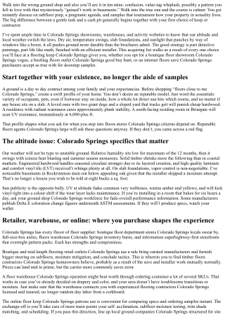 Flooring Shop Colorado Springs: A Homeowner’s Buying Checklist