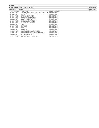 Valtra A75L TRACTOR (AN SERIES) Tractor Parts Catalogue Manual Instant Download (Part No. VFANA75L)