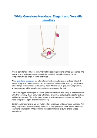 White Gemstone Necklace - Elegant and Versatile Jewellery