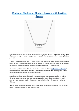 Platinum Necklace - Modern Luxury with Lasting Appeal