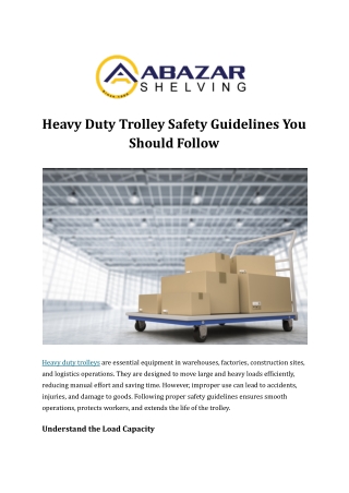 Heavy Duty Trolley Safety Guidelines You Should Follow