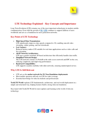 LTE Technology Explained – Key Concepts and Importance | TechLTE World