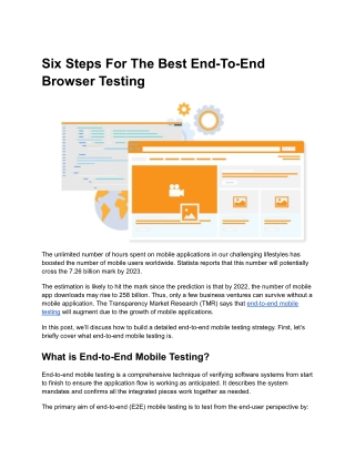 Six Steps For The Best End-To-End Browser Testing