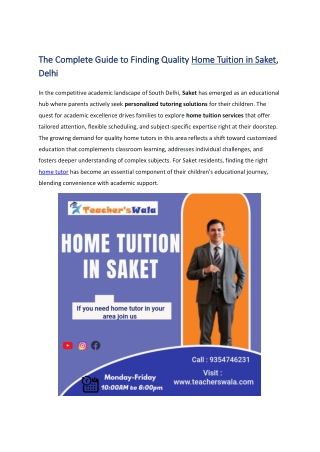 Home tuition in Saket